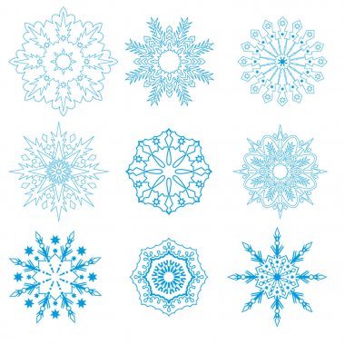 Farklı geometrik desenler, kar taneleri kümesi