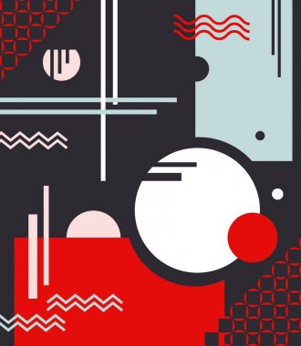 Daireler ile geometrik şekiller ve çizgiler kullanımı ile kompozisyon 