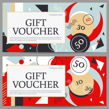 Hediye çeki şablon modern soyutlama desenli. Horizonta