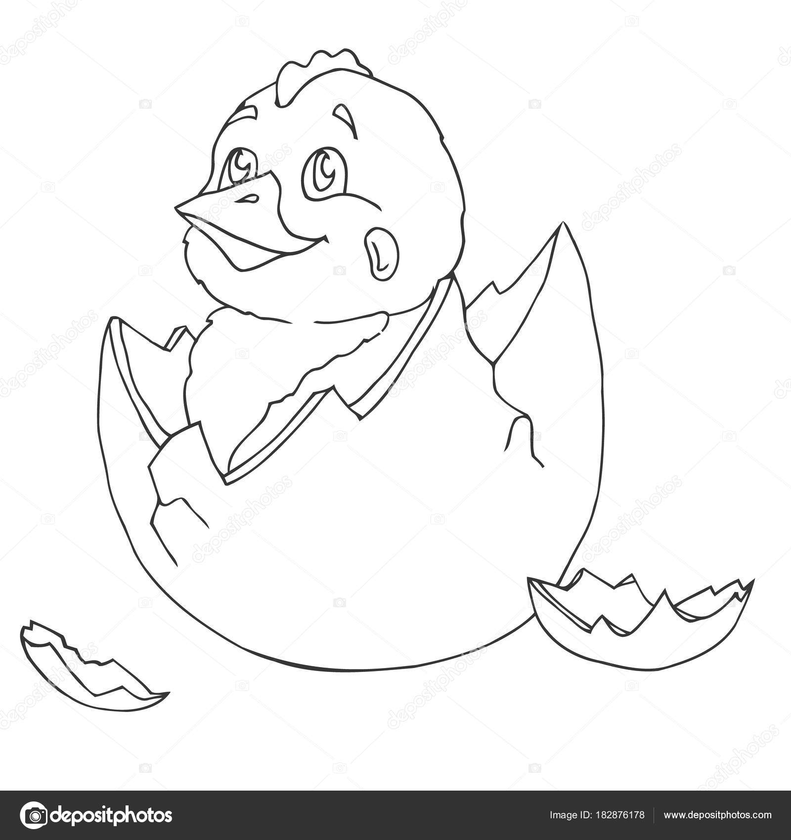 Pollo nell uovo rotto L indicatore di schizzo Disegno a mano Vector — Vettoriali di Elfhame