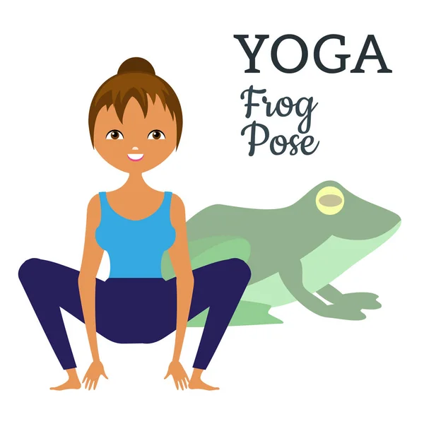 Yoga. Asana ist die Pose eines Frosches. eine anschauliche Illustration der — Stockvektor