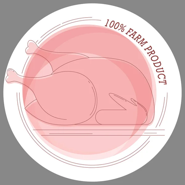 Наклейка 100% сельскохозяйственный продукт с изображением куриного туша в — стоковый вектор