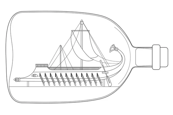 Gyerekkifestőkönyv Ősi Hajó Birem Görögök Hajója Vektor — Stock Vector