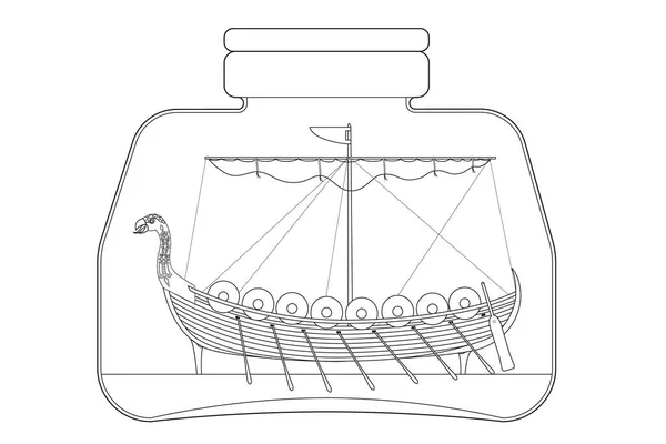 Libro Colorare Bambini Antica Nave Nave Vichinga Drakkar Vettore — Vettoriale Stock