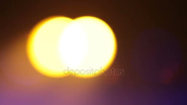 Close-up defocus shot of floodlights. Concert stage flash lights. — Stock Video