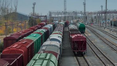 Tren istasyonunun Timelapse izleme. Tren hareket tren istasyonunda geldi.