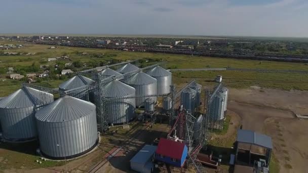 Complexo de armazenamento de grãos . — Vídeo de Stock