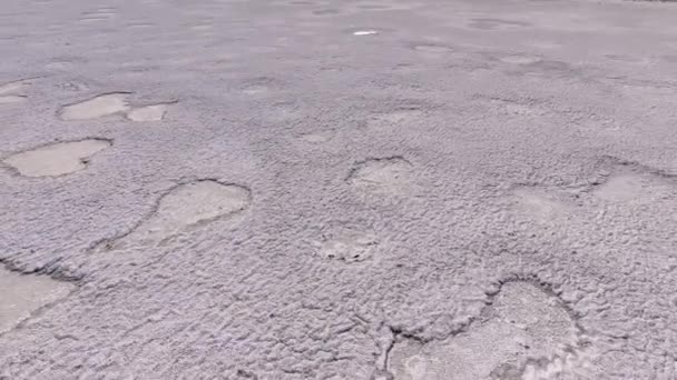 Tiszta sóoldat minta textúra. Nagy Salt Lake. Nagy sóoldat. Légi drón Top Down View. — Stock videók