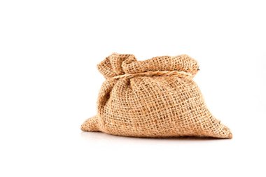 Beyaz arka plan üzerinde izole küçük çuvala 