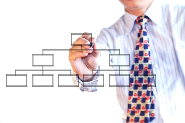 Businessman drawing a flowchart on a whiteboard (selective focus — Stock Photo, Image