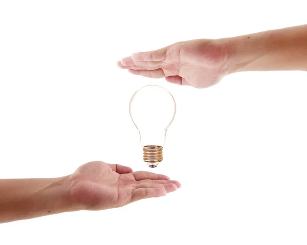 Lamp on hands — Stock Photo, Image