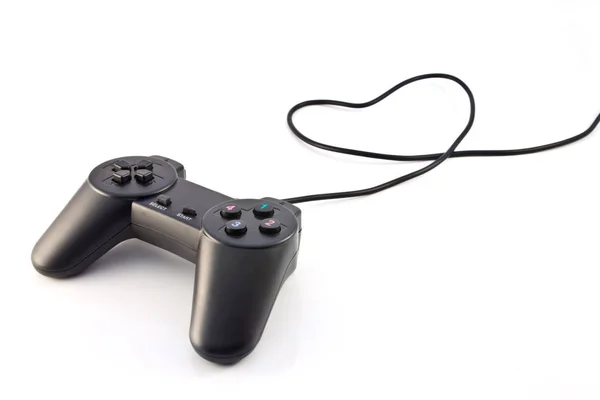 Controlador de jogo preto isolado no fundo branco — Fotografia de Stock