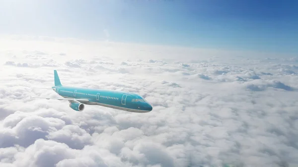 Jet commercial survolant les nuages — Photo