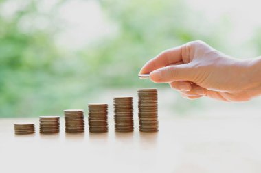 Sikke yığını, iş ve Finans kavramı içine veren el