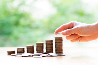 Sikke yığını, iş ve Finans kavramı içine veren el