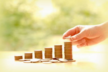 Sikke yığını, iş ve Finans kavramı içine veren el