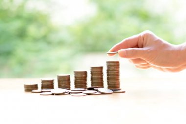 Sikke yığını, iş ve Finans kavramı içine veren el