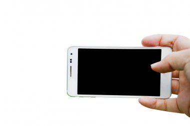 Smartphone boş ekran alarak fotoğraf tutan el
