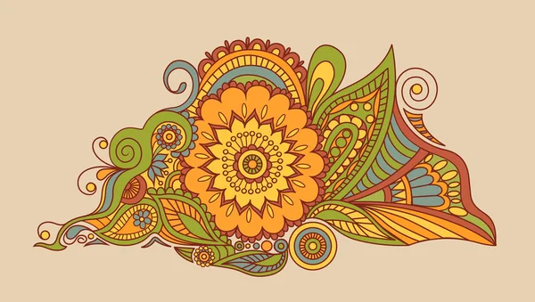 Bonito ornamento floral étnico indiano. Mandala. Estilo de tatuagem Henna. Ilustração vetorial . —  Vetores de Stock