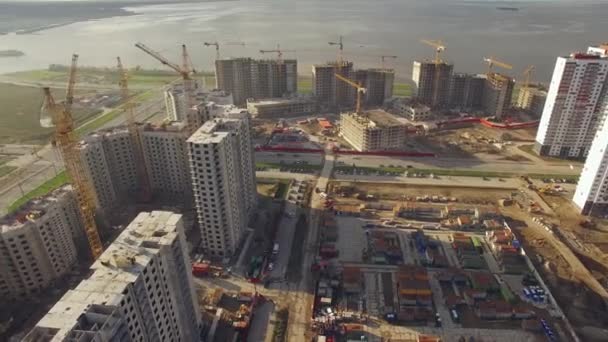 Vista aérea del sitio de construcción enorme — Vídeo de stock