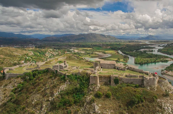 Luchtfoto van het kasteel Rozafa — Stockfoto