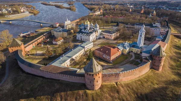 Velikiy Novgorod Kremlin'in havadan görünümü