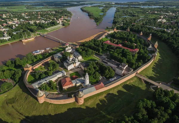 Kremlin à Velikiy Novgorod, vue aérienne — Photo