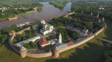 Velikiy Novgorod, havadan görünümü Kremlin'in havadan görünümü
