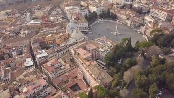 Piazza del Popolo 'nun hava manzarası — Stok video