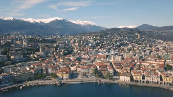 Luchtfoto van Lugano — Stockvideo