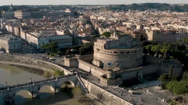 SanťAngelo hrad a St. Angelo most — Stock video