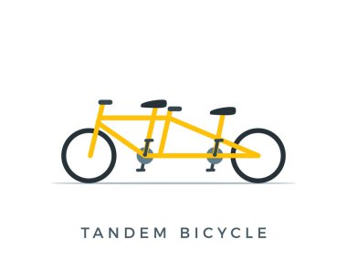 Sarı Tandem Bisiklet 'i. İzole Vektör İllüstrasyonu
