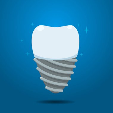 Parlak implant dişi. İzole Vektör İllüstrasyonu