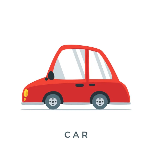O carro vermelho. Desenhos animados ilustração. Ilustração Vectorial Isolada —  Vetores de Stock