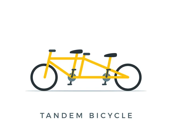 La bicicleta tándem amarilla. Ilustración vectorial aislada — Vector de stock