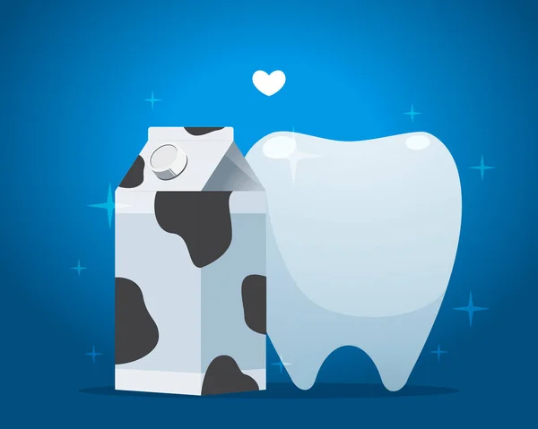 Milchbox und Zahn. isolierte Vektorabbildung — Stockvektor