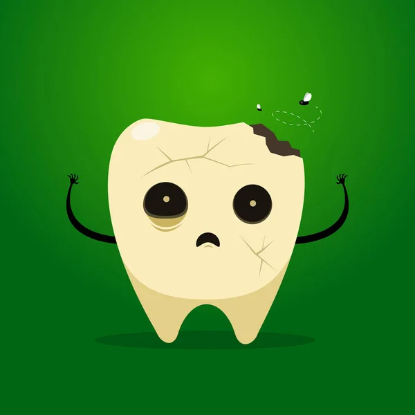 The scary zombie tooth. Isolated Vector Illustration — Stock Vector