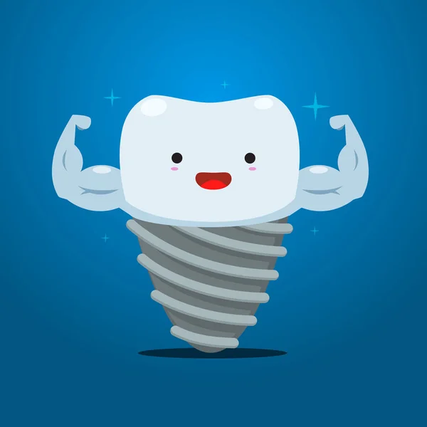 Implantat Zahn mit Muskel Hand. isolierte Vektorabbildung — Stockvektor