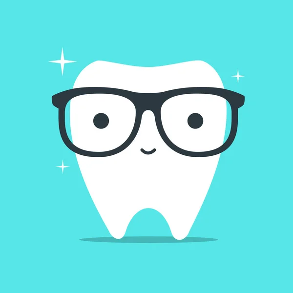 The nerd tooth is wearing a glasses. Isolated Vector illustration — Stock Vector