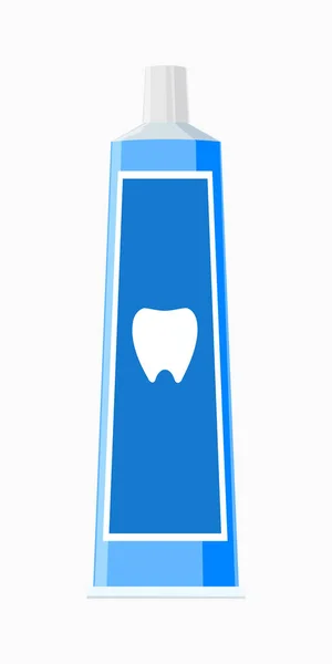 Μπλε οδοντόκρεμα με εικονίδιο δοντιών — Διανυσματικό Αρχείο