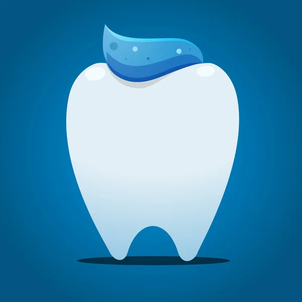Tooth with blue paste on top — Stock Vector