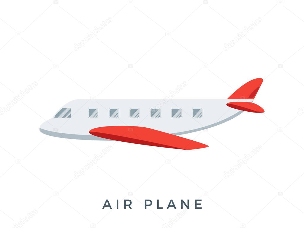 The White and Red Airplane. Isolated Vector Illustration