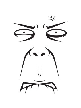 Uzun Surat İfadesi - üzgün. İzole Vektör İllüstrasyonu