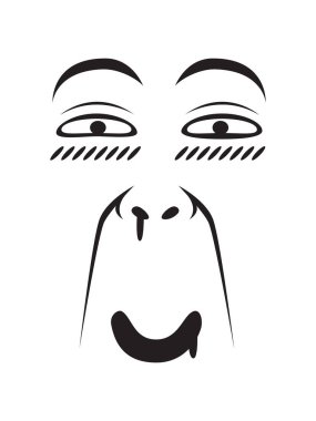 Uzun Surat İfadesi - Sapık Surat. İzole Vektör İllüstrasyonu