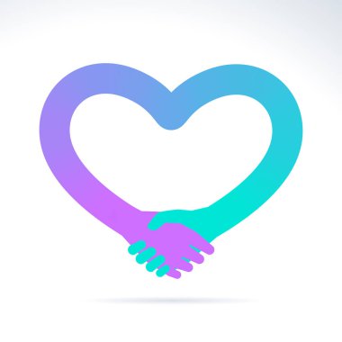 Tokalaşma illüstrasyonu gradyan kalbi şekillendirir. Pembe ve cyan rengi.