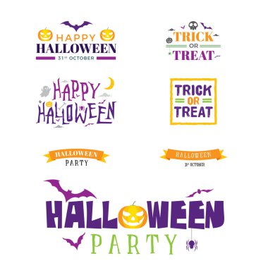 Cadılar Bayramı renkli tipografi seti