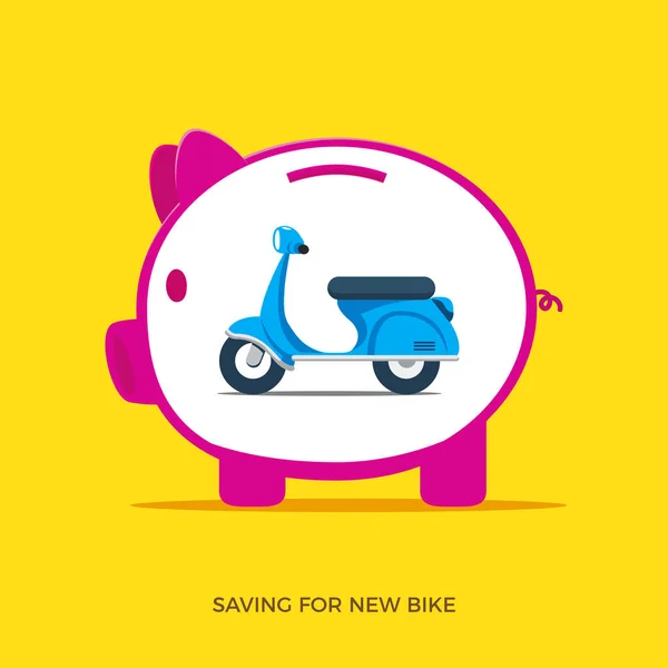 Ahorro para la nueva bicicleta. Ilustración vectorial aislada — Vector de stock