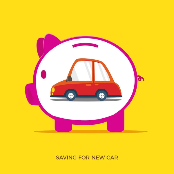 Saving for new car. Isolated Vector Illustration — ストックベクタ