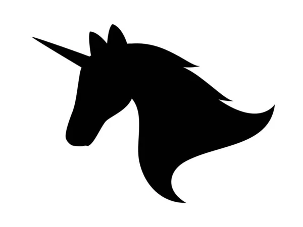 Siluet Unicorn Hitam. Ilustrasi Vektor Terisolasi - Stok Vektor