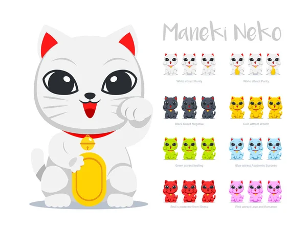 Maneki Neko - el objeto ondulante de gato para feng shui — Vector de stock